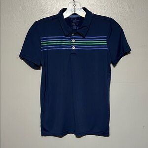Tommy Bahama Boys Active Polo Shirt Navy Short Sleeve Size Large 10-12